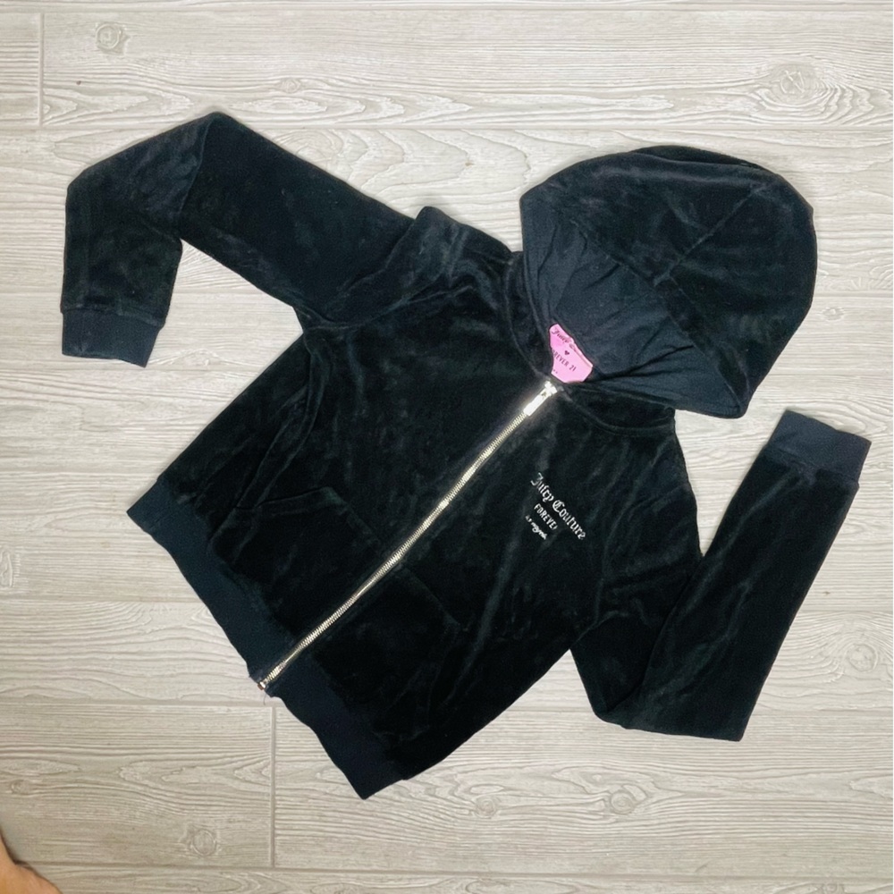 Juicy couture forever 21 black cropped velour track suit long sleeve sweater sm - Picture 4 of 7
